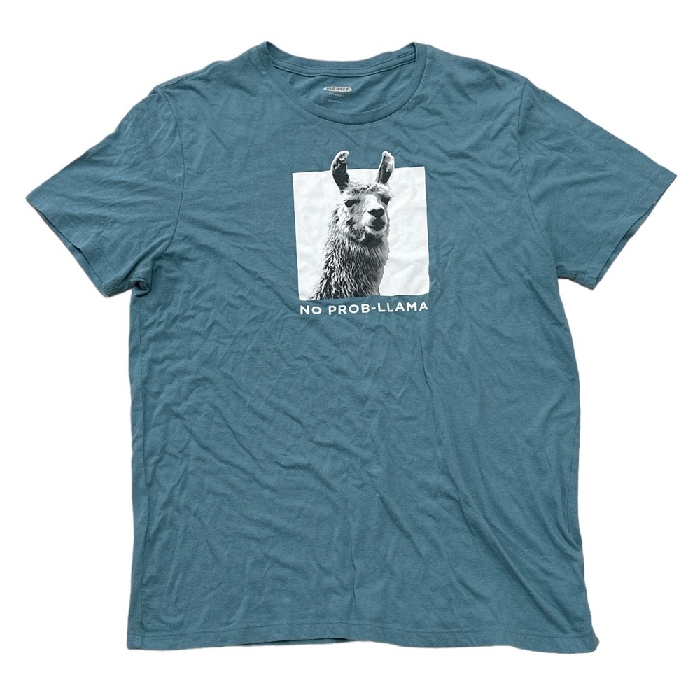 (SOLD) Old Navy Men’s No Prob-LLama Soft Wash Blue Graphic Tee Size L
